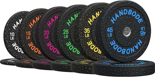 Colored Bumper Weight Plates Olympic Weight Plate Set 2-Inch, 10/15/20/25/35/45/55 lb Barbell Weight Plates Set for Home Gym, Rubber Strength Training Weights Plates for Weight Lifting-StrideForce Fitness