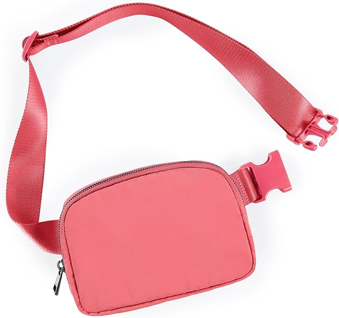 ODODOS Unisex Mini Belt Bag with Adjustable Strap Small Fanny Pack for Workout Running Traveling Hiking, Raspberry-StrideForce Fitness