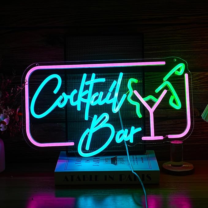 Cocktail Bar Neon Sign for Wall Decor Led Women Sign USB Goblet light up sign Dimmable Cocktail neon Light for Bar Club Pub Store Home Decor-StrideForce Fitness