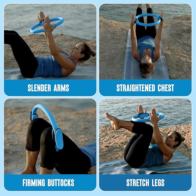 Pilates Ring Fitness Circle 14" Yoga Rings Magic Circle with Dual Padded Handles for Toning Arms, Thighs/Legs & Core，Home Exercise Equipment ﻿-StrideForce Fitness