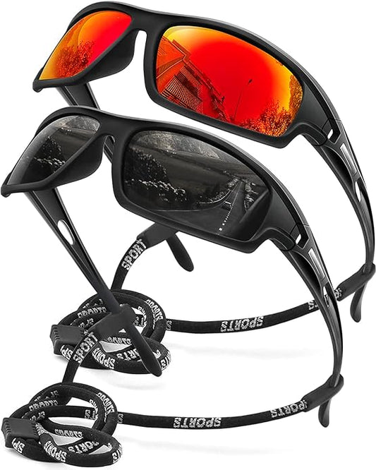 Polarized Sports Sunglasses for Men 100% UV Protection Wrap Around Unbreakable Sun Glasses for Fishing Driving-StrideForce Fitness