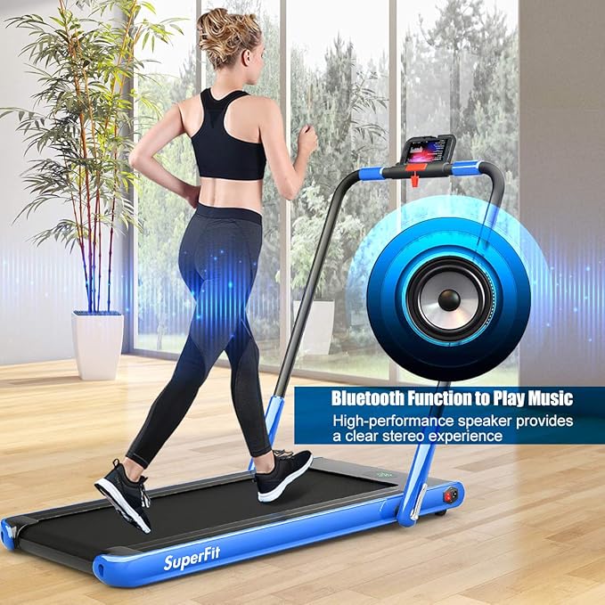 GYMAX Walking Pad, 2 in 1 Free Installation Under Desk Treadmill with Smart App, Remote Control & LED Display, 2.25HP Foldable Portable Compact Running Machine for Small Spaces Home Office-StrideForce Fitness