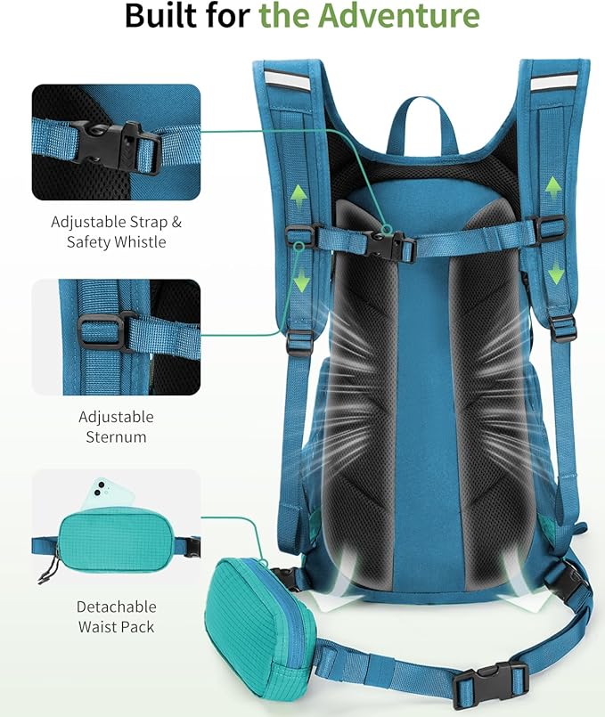 ECOHUB Hydration Backpack for Men Women, 20L Lightweight Hiking Daypack Cycling Backpack with 2L Water Bladder, Insulated Hydration Pack with Waist Pack-StrideForce Fitness