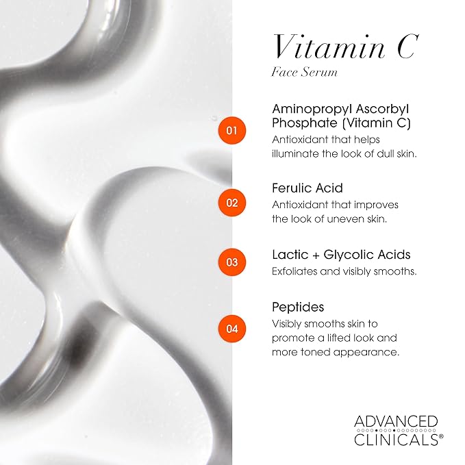 Advanced Clinicals Vitamin C Cream + Vitamin C Serum 2PC Skincare Set | Brightening Body Lotion & Facial Serum For Women & Men Helps Diminish Appearance Of Dark Spots, Wrinkles, & Uneven Skin Tone-StrideForce Fitness