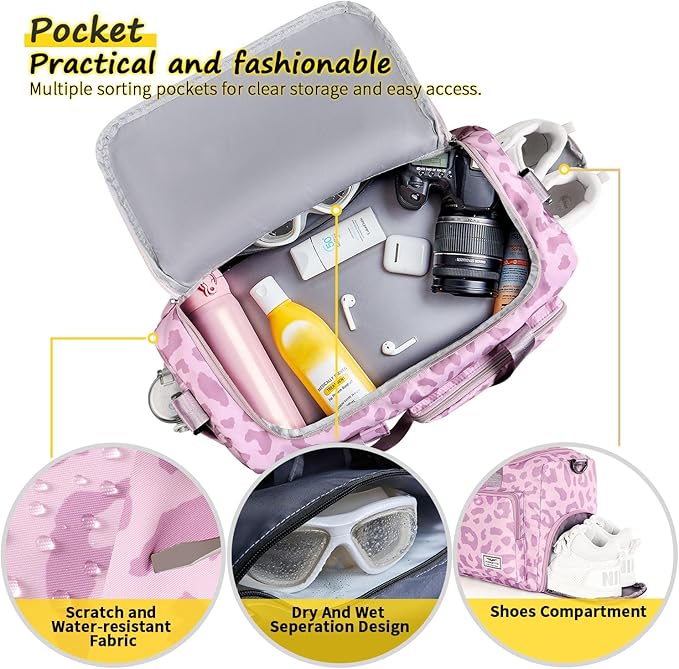 FIORETTO Women's Gym Duffle Bag with Shoes Compartment, 37L Capacity, Ideal for Travel, Gym, Sports, Duffel, Weekender-StrideForce Fitness