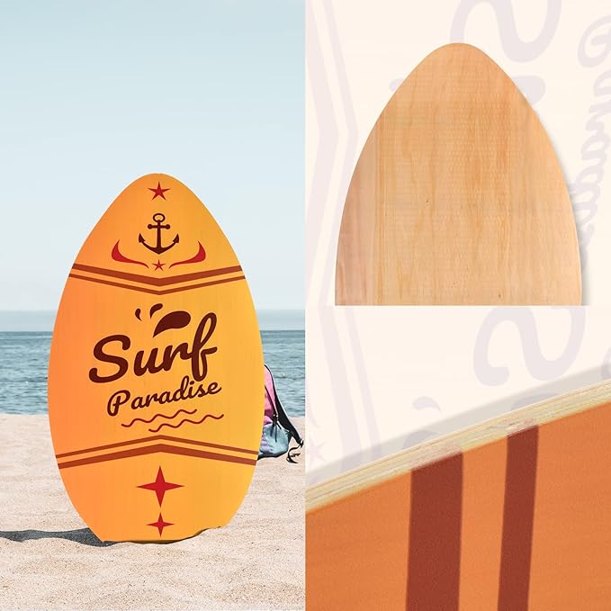 seething 35 Inch Skimboard with High Gloss Coat Wood Skim Board for Beginners,Kids, Teenagers, Adults and All Skimming-StrideForce Fitness