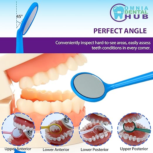 100 PCs Dental Grade Disposable Dental Mouth Mirrors with Spatula Handle by Omnia ONE | Fog-Free, Dual-Purpose Design – Clear Visibility & Tongue Retraction – Ideal for Exams & Procedures