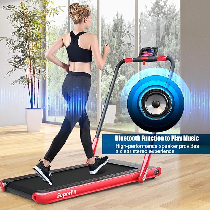 GYMAX Walking Pad, 2 in 1 Free Installation Under Desk Treadmill with Smart App, Remote Control & LED Display, 2.25HP Foldable Portable Compact Running Machine for Small Spaces Home Office-StrideForce Fitness
