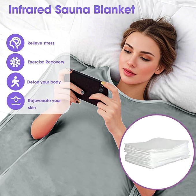 Sauna Blanket Infrared Zipper Oxford Cloth Upgraded Version Professional Detox & Heat Therapy Blanket with Remote (US 110V,71×32 Inches)-StrideForce Fitness