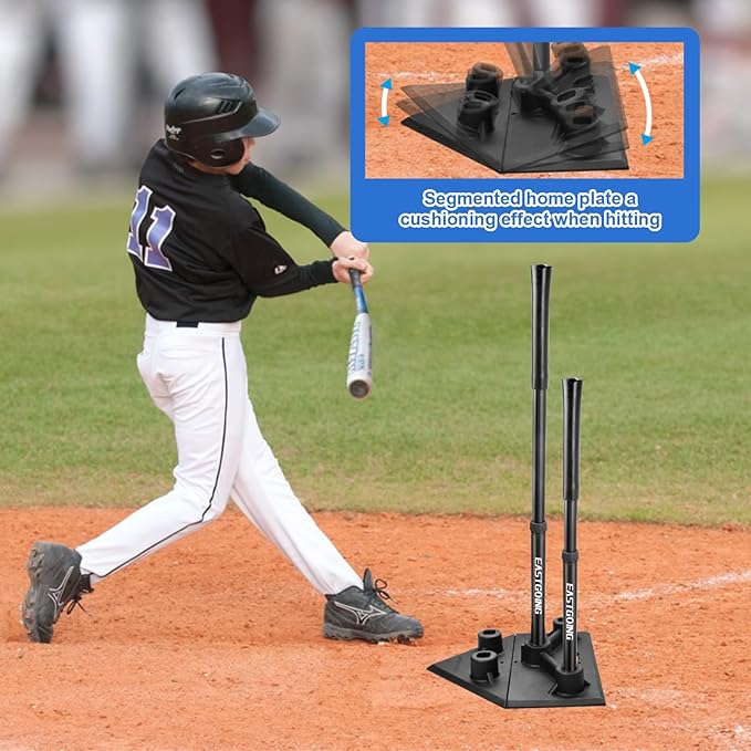 Eastgoing Heavy Duty Baseball and Softball Portable Travel Batting Tee.Adjustable 5-Position Baseball and Softball Batting Tee.Hitting Tee for Any Age Player Baseball-StrideForce Fitness