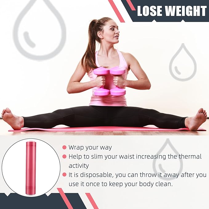 60 Meters Rose Red Osmotic Plastic Body Wrap, Workout and Sweat Enhancer Stomach Wrap Body Wrap Film Applicator Power Wrap(1 Rolls)-StrideForce Fitness