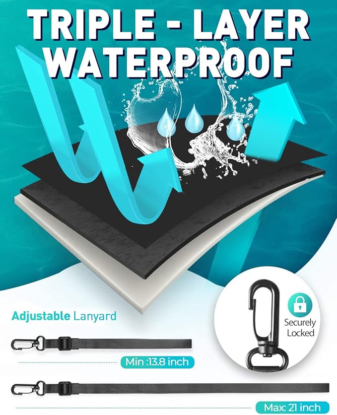 Hiearcool Waterproof Pouch for iPhone, Waterproof Phone Bag Travel Essentials Cruise Accessories Must Haves-4Pack Black-StrideForce Fitness