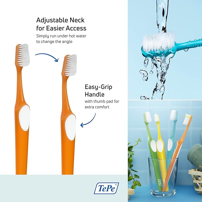 TePe Supreme Toothbrush, Soft Bristle Toothbrush, Tapered Brush Head for Sensitive Teeth and Gum Care, Adult, 1 Pack