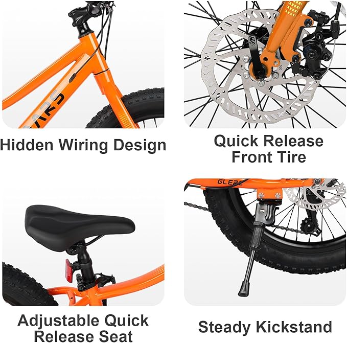 Glerc Mars Kids Mountain Bike, 20 24 Inch Fat Tire Bike for Teen Ages 6-14 Year Old, Bicycle with 2.8-Inch Wide Tires and 6 Speed Drivetrain, Multiple Colors-StrideForce Fitness