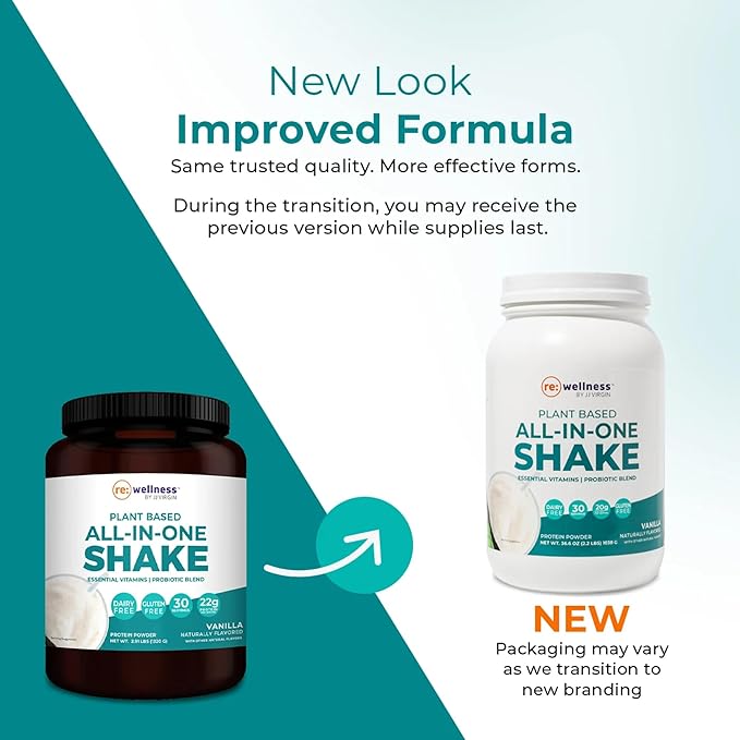 Reignite Wellness by JJ Virgin | Vanilla Plant-Based All-in-One Shake | Plant Protein Powder, Vitamins, Minerals, Greens & Aminos | 22g of Plant Protein | 30 Servings-StrideForce Fitness