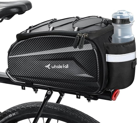 whale fall 10L Bike Rack Bag – Hard-Shell Waterproof Rear Trunk Pannier with Rain Cover, 4-Side Reflective Panels, Bike Accessories for Commuter, Road, Mountain, E-Bike-StrideForce Fitness