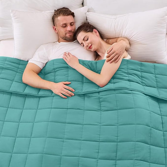 yescool King Size Weighted Blanket for Adults (25 lbs, 80” x 87”, Teal) Cooling Heavy Blanket for Sleeping Perfect for 240-260 lbs, Breathable Blanket for Adults & Couple All Season, Machine Washable-StrideForce Fitness