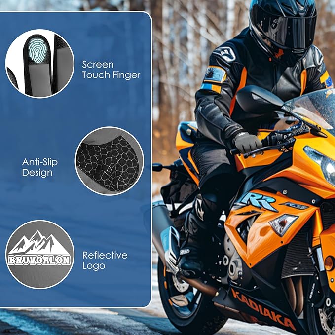 Bruvoalon Winter Gloves for Women & Men, 3M Thermal Insulation, Lycra Fabric, Windproof, Touchscreen, Anti-Slip, Cold Weather-StrideForce Fitness