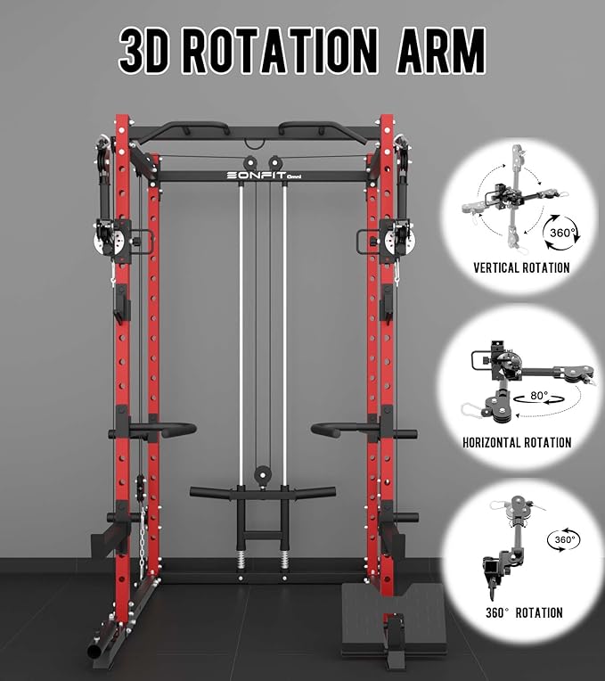 Eonfit E2 Power Cage，1500LB Squat Rack with Cable Crossover System.Multi-Function Power Rack for Home Gum.All-in-One Squat Rack with More Training Attachments-StrideForce Fitness