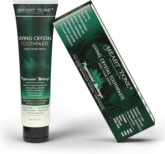 Living Crystal Toothpaste | Fluoride Free | Natural & Remineralizing Hydroxyapatite Toothpaste | Sensitive Teeth | Theobromine, Strengthens Enamel | Minty Fresh