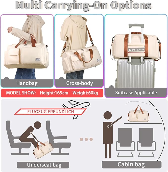 FIORETTO Women's Gym Duffle Bag with Shoes Compartment, 37L Capacity, Ideal for Travel, Gym, Sports, Duffel, Weekender-StrideForce Fitness