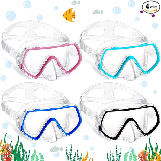 Hoolerry 4 Pcs Kids Nose Goggles Swim Goggles with Nose Cover for 3-8 Tempered Glass Snorkel Dive Mask Anti Fog with Elastic Strap No Leak Swimming Mask for Summer Diving Snorkeling-StrideForce Fitness