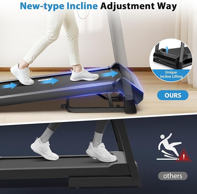 CIIHI Treadmill with Auto Incline - 400 LBS Capacity 15% Auto Incline Treadmill for Home - 0.5-12 MPH Foldable Running Machine with 47.2”x18.1” Belt, APP, Speaker, Speed & Incline Quick Button-StrideForce Fitness