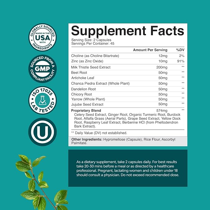 Liver Cleanse Detox & Repair 90 Capsules - Herbal Liver Support Milk Thistle Supplement - Silymarin Milk Thistle Supplements with Dandelion Root, Choline, Beetroot & Artichoke Extract-StrideForce Fitness