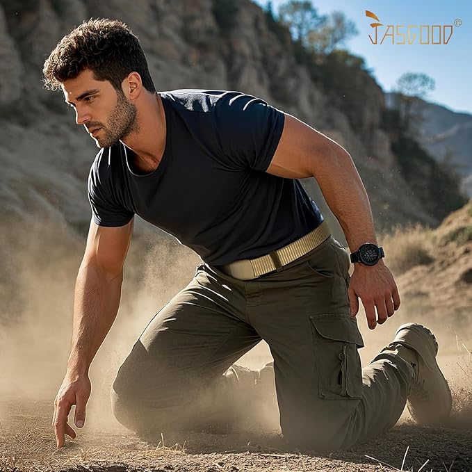 JASGOOD Nylon Canvas Breathable Military Tactical Men Waist Belt With Plastic Buckle-StrideForce Fitness