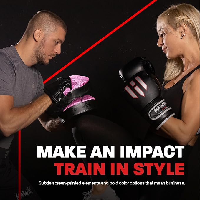 Hawk Sports Punching Mitts for Men, Women, & Kids, Leather Focus Mitts for Martial Arts & Boxing Training, Curved Punch Mitts for Karate, Kickboxing, Krav MAGA, Muay Thai & Taekwondo-StrideForce Fitness