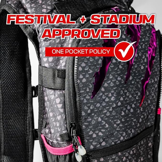 RAVERUNNER® Dino Festival Water Backpack - Dual Chamber Hydration - 3L Insulated Water Backpack for Raves, Festivals, Hiking, Running - Festival Hydration Pack for Hydration Backpack Rave-StrideForce Fitness