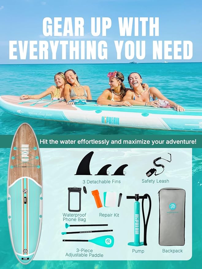 Niphean Inflatable Stand Up Paddle Board with SUP Accessories, Anti-Slip EVA Deck, 10’6’’ Inflatable Paddle Boards for Adults & Youth of All Skill Levels-StrideForce Fitness
