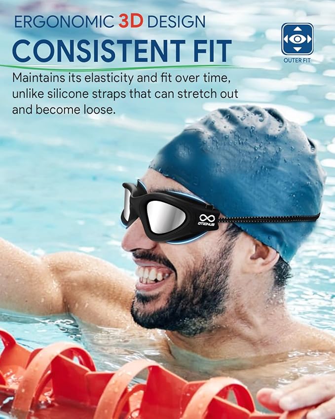 Swim Goggles, Polarized Adult Swimming Goggles Bungee Strap No Hair Pulling Anti-fog Pool Goggles for Men Women-StrideForce Fitness