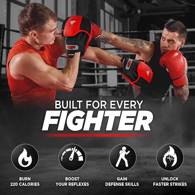 WYOX Curved Boxing Punch Mitts – Boxing Pads Training Set, Punching Mitts for Adults, Kickboxing Pads, Muay Thai Pads, Karate Pads, MMA Training Equipment, Martial Arts Focus Pads-StrideForce Fitness