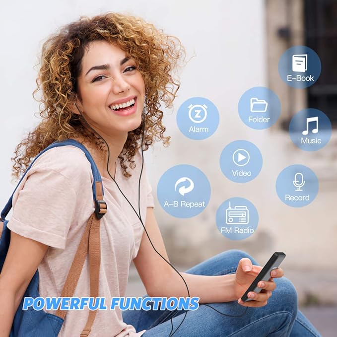 AGPTEK A02PL 64GB MP3 Player, 70 Hours Playback Lossless Sound Music Player, Supports up to 128GB(Black)-StrideForce Fitness