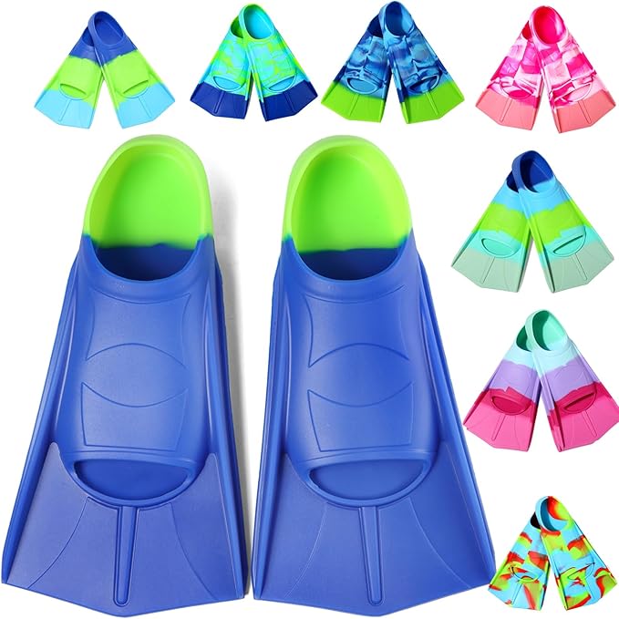 Kids Swim Fins,Short Comfortable Flippers for Lap Swimming and Training for Child,Girls,Boys,Beginners-StrideForce Fitness