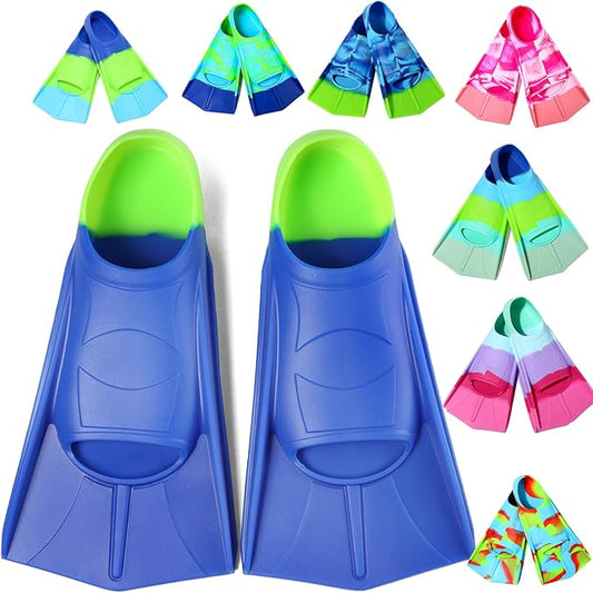 Kids Swim Fins,Short Comfortable Flippers for Lap Swimming and Training for Child,Girls,Boys,Beginners-StrideForce Fitness