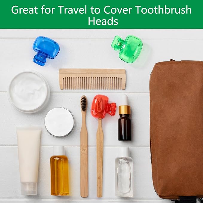 Tecbeauty 12Pcs Toothbrush Head Covers Travel Toothbrush Protector Cap Brush Pod Case Protective Plastic Clip for Household Travel, Camping, Bathroom, Multiple Color