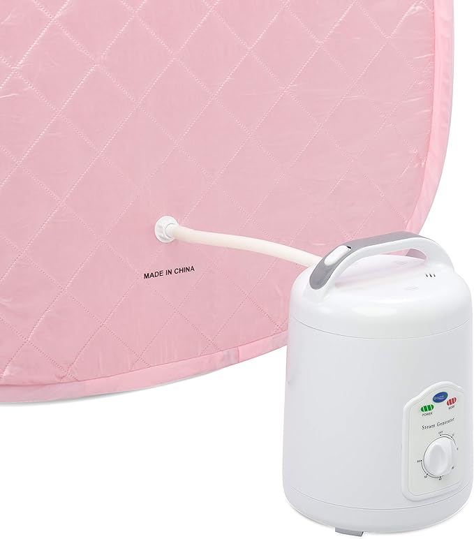 Durasage Personal Foldable Steam Sauna for Relaxation at Home, 60 Minute Timer, 800 Watt Steam Generator, Chair Included - Light Pink-StrideForce Fitness