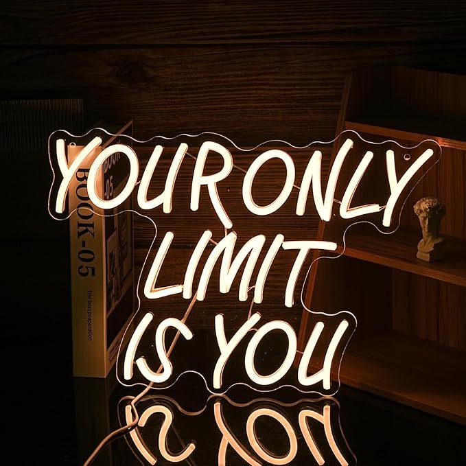 Your Only Limit Is You Neon Sign USB Powered Motivational Letters Neon Light Sign for Wall Decor Dimmable LED Warm White Positive Quote Light Up Sign for Classroom Bedroom Office Study Room-StrideForce Fitness
