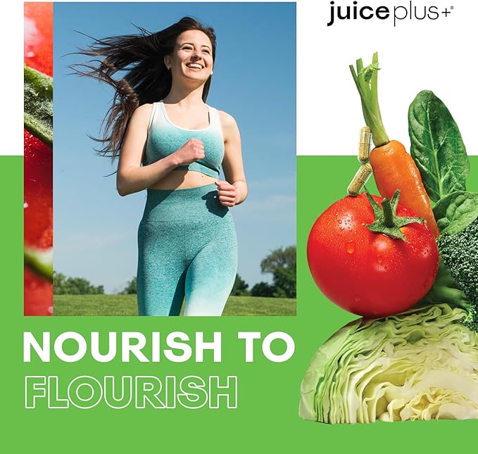 Juice Plus+ Vegetable Blend: with Broccoli, Parsley, Tomato & More - Plant-Based, Vegan, Gluten-Free, Non-GMO, Kosher - for Heart, Immune, Cognitive & Skin Health - 1 Bottle (60 Servings)-StrideForce Fitness