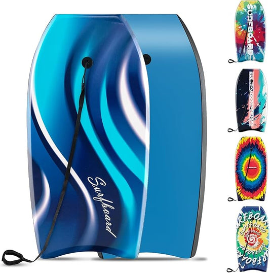 KOTEK 33/37/41 Inch Body Board with Wrist Leash, EPS Core, Dual Channel, HDPE Slick Bottom, Bodyboard for All Skill Levels & Wave Conditions-StrideForce Fitness