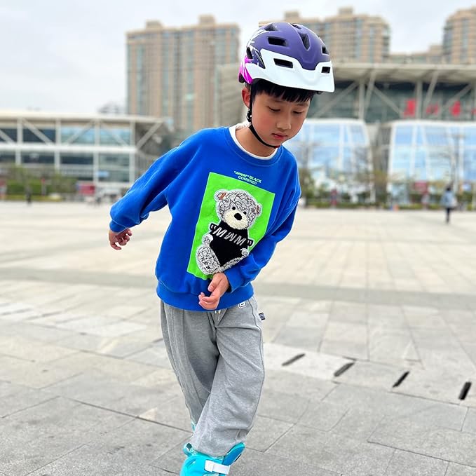 Kids Bike Helmet,Bavilk Kids Boys Girls Bike Helmets with LED Light Detachable Visor Children Youth Teen Multi-Sport for Skating Cycling Scooter Skateboard Adjustable & Lightweight 19.7"-22.4"-StrideForce Fitness