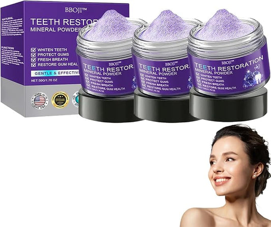 BBOJI Teeth Restoration Mineral Powder, Tooth Restoration Powder, Natural Teeth Restoration Powder-50g, Professional Oral Care, Protect Gums and Freshen Breat (3 Bottle)