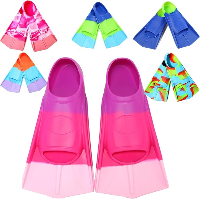 Kids Swim Fins,Short Comfortable Flippers for Lap Swimming and Training for Child,Girls,Boys,Beginners-StrideForce Fitness