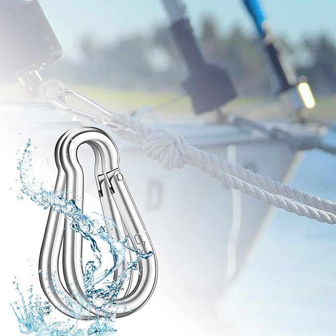 200PCS 2" Spring Snap Hook Carabiners, 3/16" Heavy Duty Galvanized Steel Carabiner Clips, 220lbs Capacity M5 Spring Clips Keychain for Hammock Swing,Dog Leashes, Water Bottle and Outdoor Activities-StrideForce Fitness