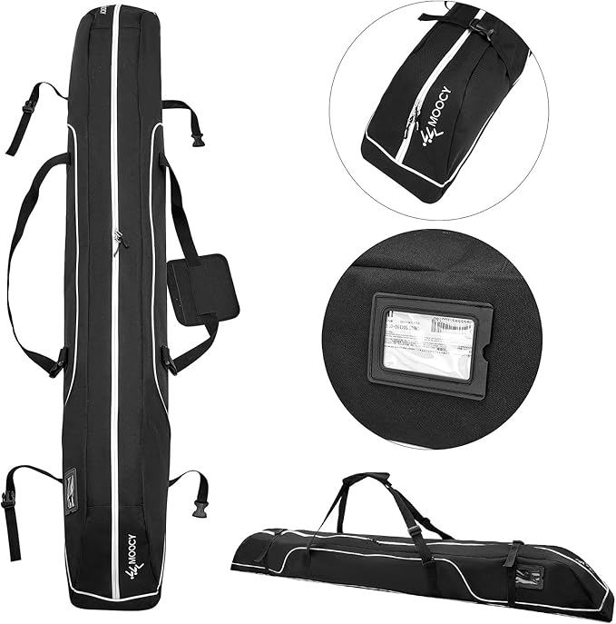 Ski Bag,Single Ski Bags for Air Travel,Ski Bag with Separate Pole Slot,Ski Travel Bag for Snow Gear, Poles and Accessories-StrideForce Fitness