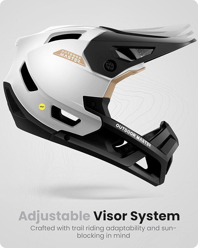 OutdoorMaster MIPS Full Face Mountain Bike Helmet for Men & Women - Two Removable Chin Pad, Ventilation Lightweight - Racing Downhill DH BMX MTB Helmet-StrideForce Fitness