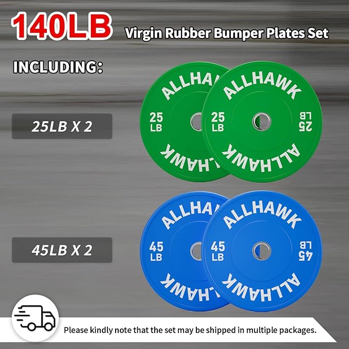 Colored Olympic Weight Plates, 2-inch Rubber Bumper Plate Set for Home Gym Barbell Weight Lifting and Strength Training-StrideForce Fitness