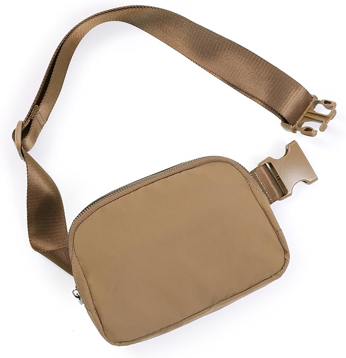 ODODOS Unisex Mini Belt Bag with Adjustable Strap Small Fanny Pack for Workout Running Traveling Hiking, Caramel-StrideForce Fitness